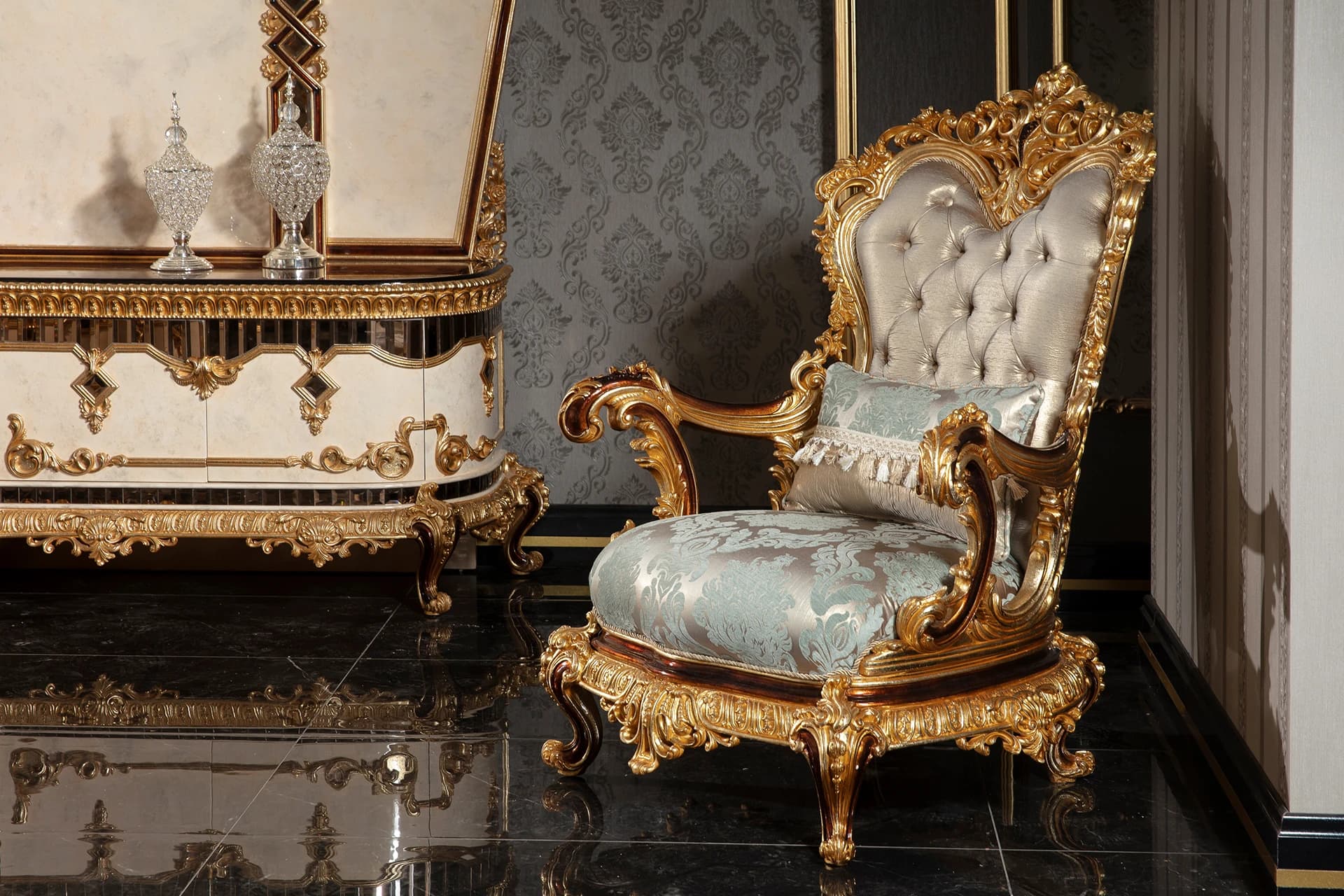 Payitaht Walnut Sofa Set 4