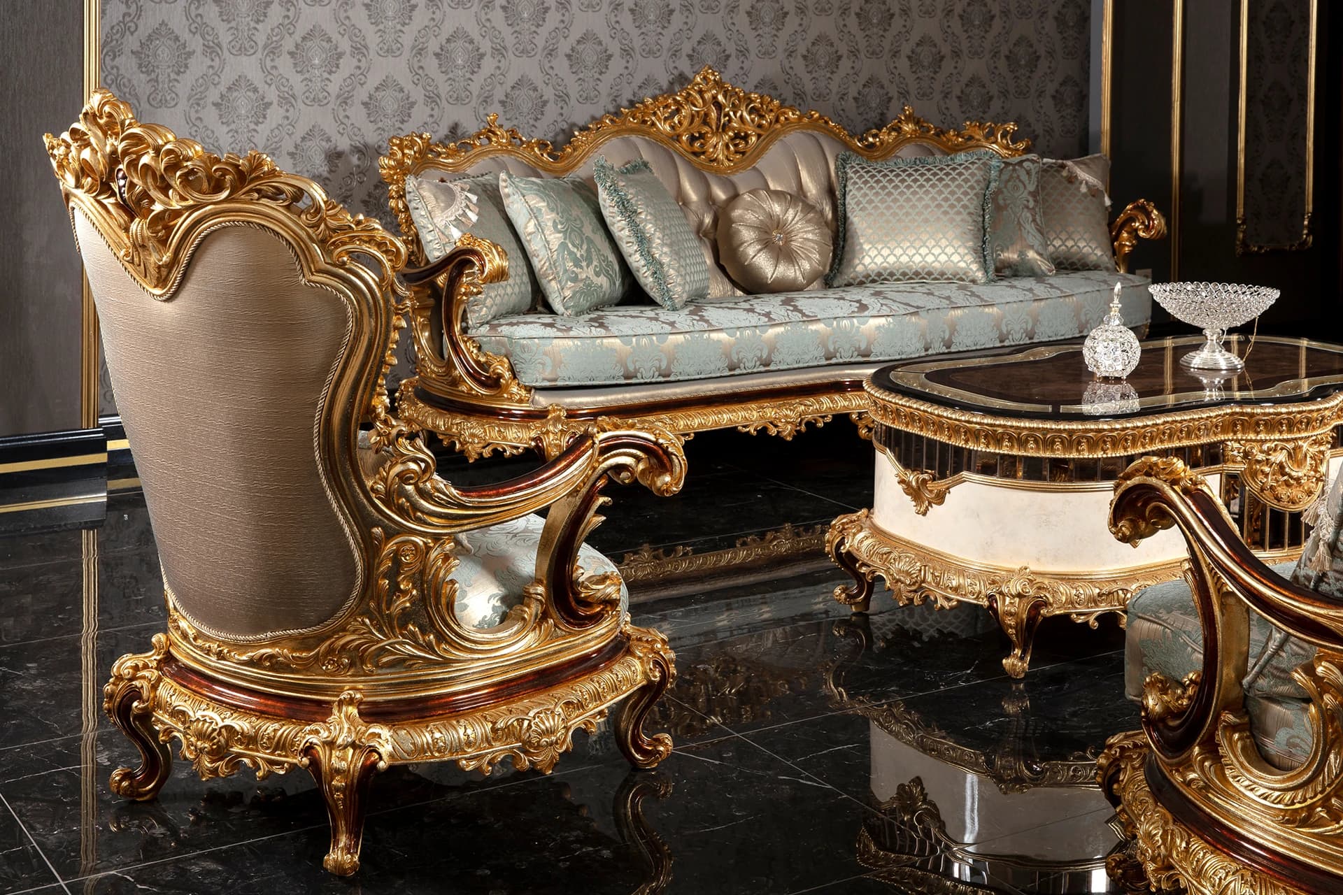 Payitaht Walnut Sofa Set 13